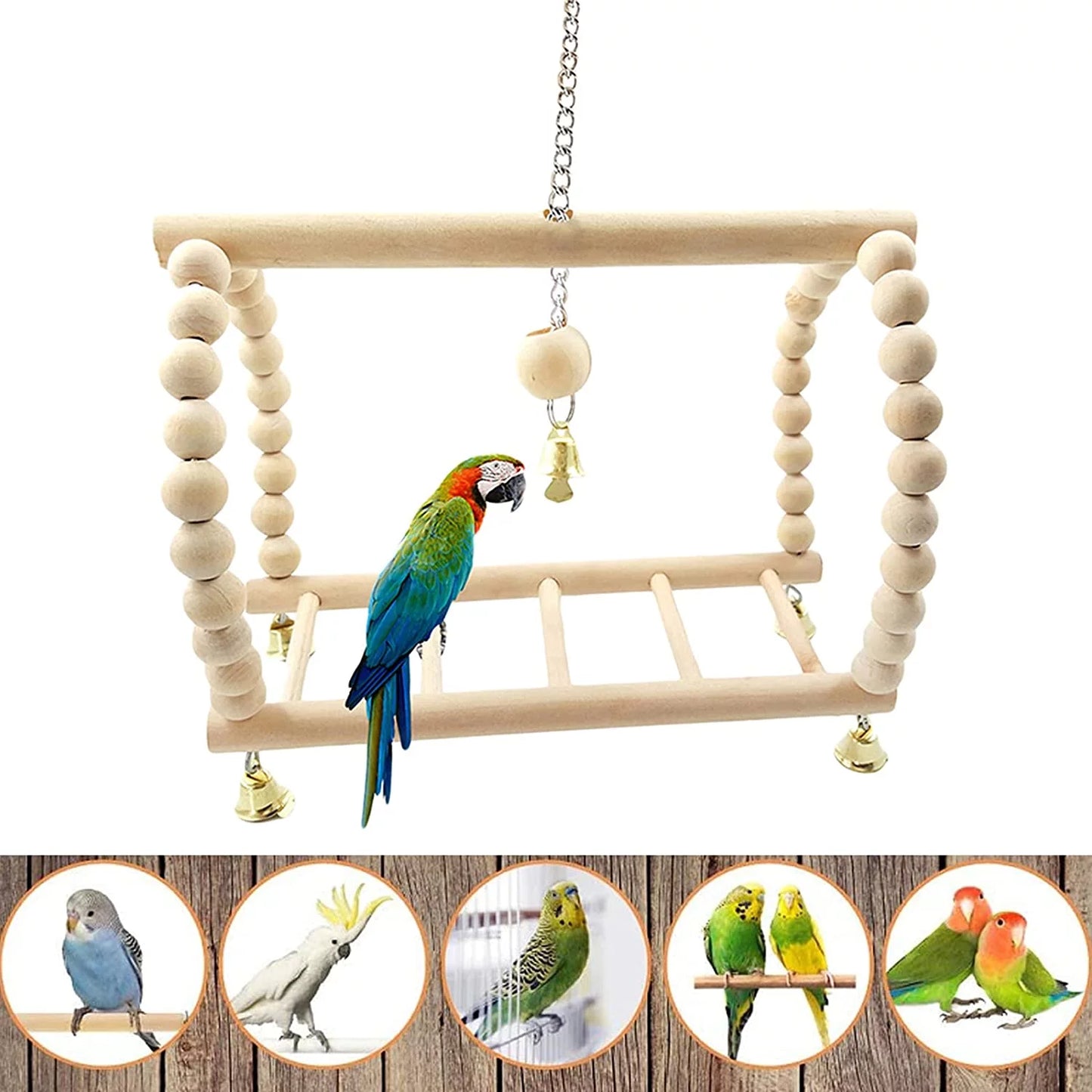 8 Pack Extra Large Bird Toys for Parakeet Toys for Bird Cage Accessories Parakeets Swing Chewing Toys, Wooden Bird Toys for Cage Parrots Toys, Bird Training Toys, Parrot Hanging Swing