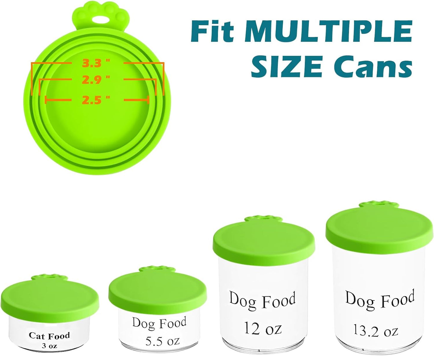 2 Pack Silicone Pet Can Cover Lids, Universal Size for Dog Cat Food, 1 Fit 3 Standard Size Can Tops, BPA Free Dishwasher Safe (Orange, Green)