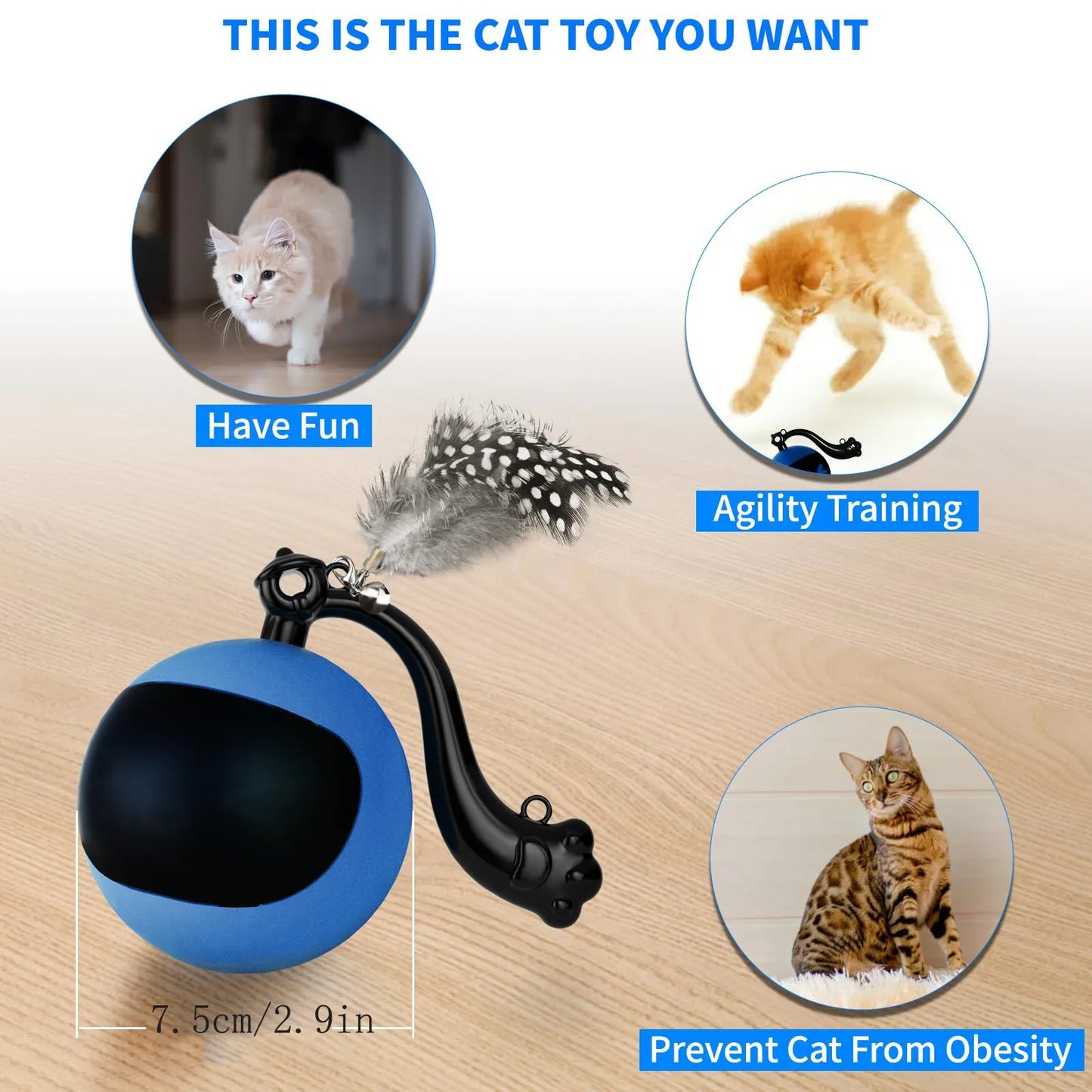 Electric Cat Toys Automatic Rolling Ball Interactive Cat Toys for Cats Training Self-Movingtoys Pet Accessories