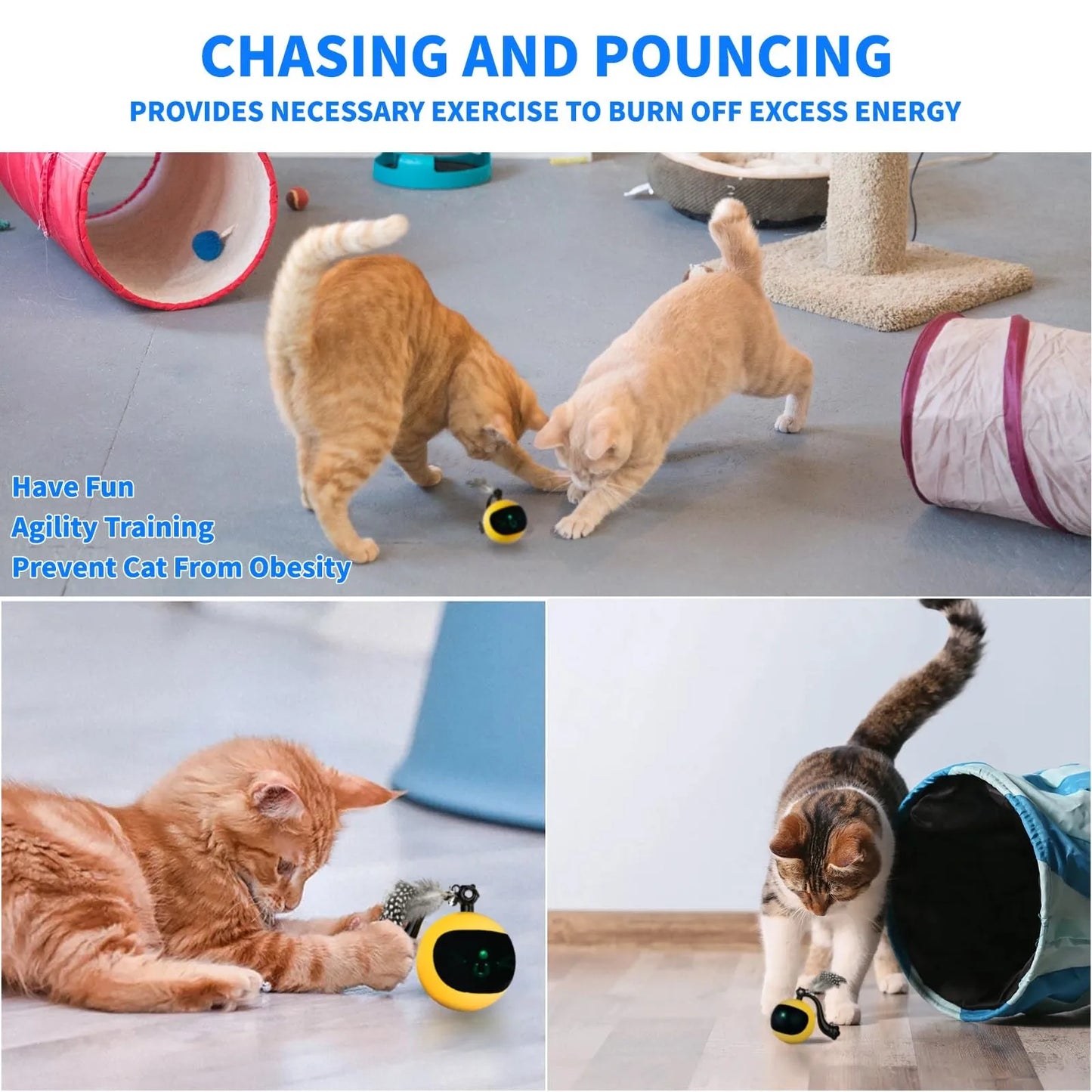Electric Cat Toys Automatic Rolling Ball Interactive Cat Toys for Cats Training Self-Movingtoys Pet Accessories