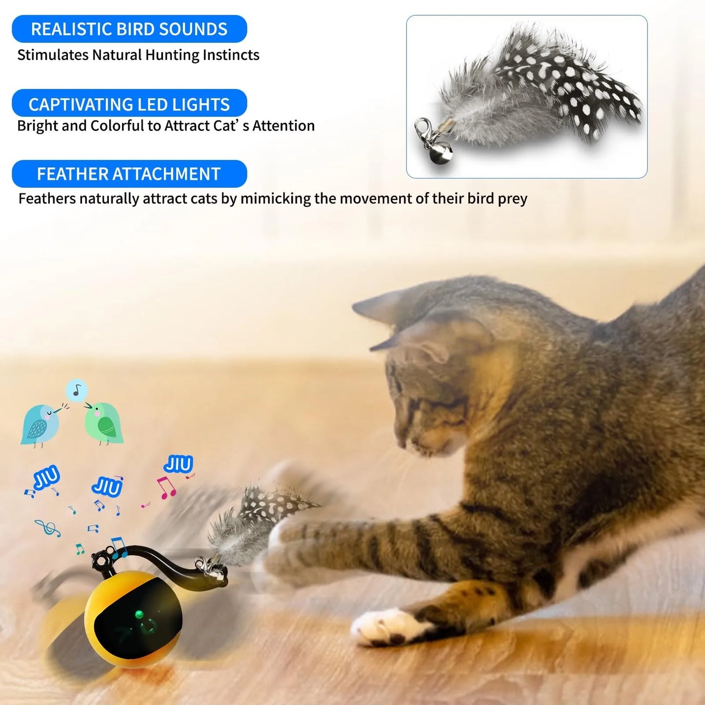 Electric Cat Toys Automatic Rolling Ball Interactive Cat Toys for Cats Training Self-Movingtoys Pet Accessories