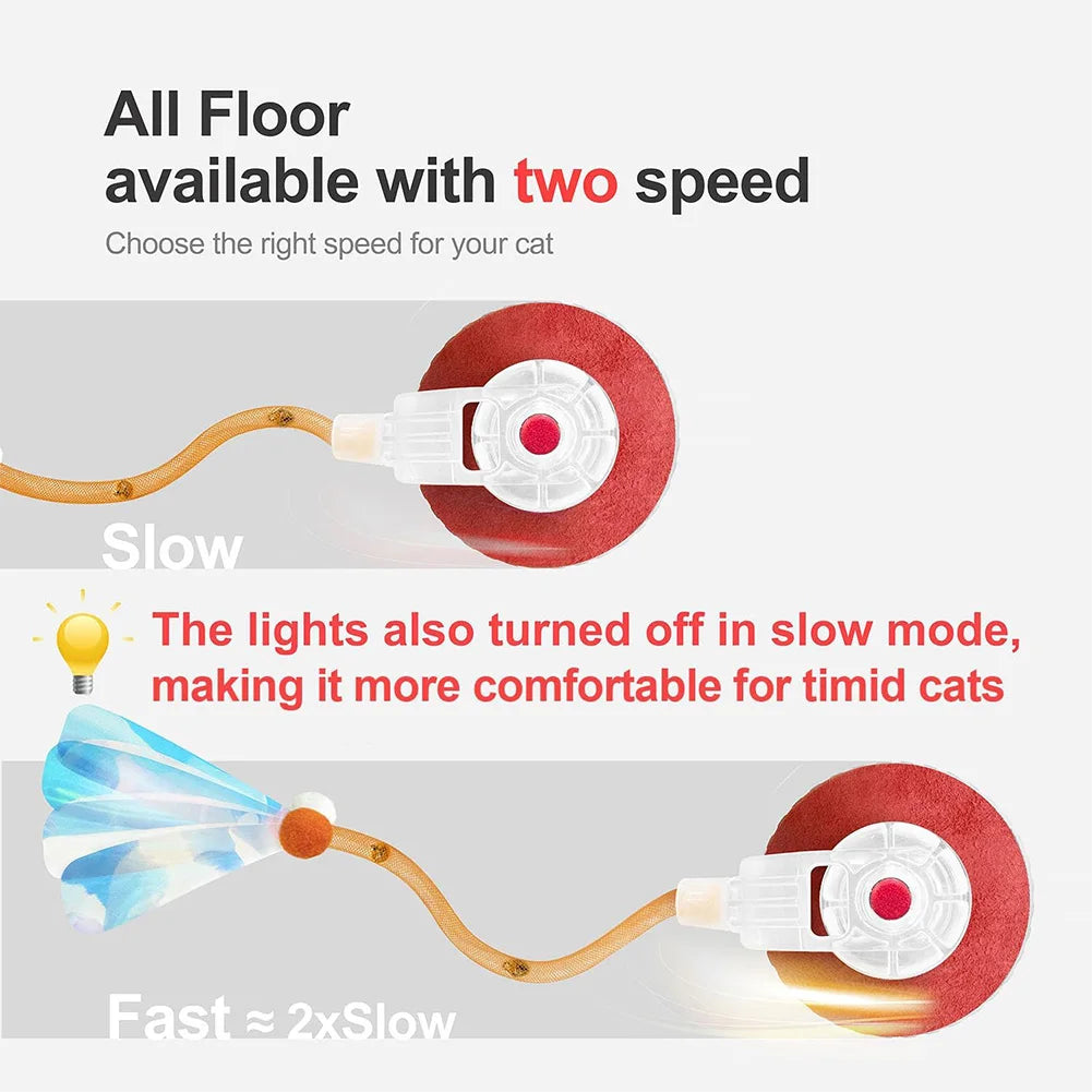 Interactive Cat Toy Ball Rechargeable Electric Cat Toy with Elastic Mesh Tail Cat Toy Ball for Bored Indoor Adult Cat