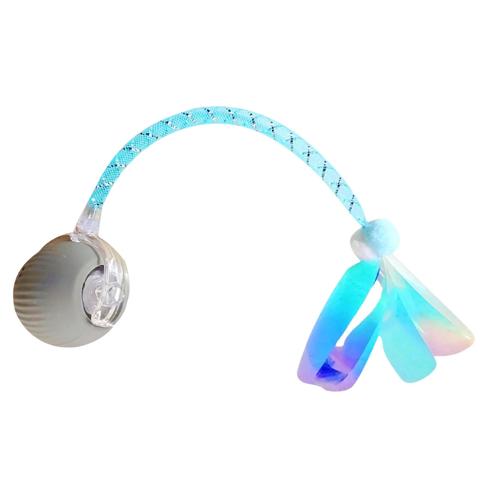 Interactive Cat Toy Ball Rechargeable Electric Cat Toy with Elastic Mesh Tail Cat Toy Ball for Bored Indoor Adult Cat