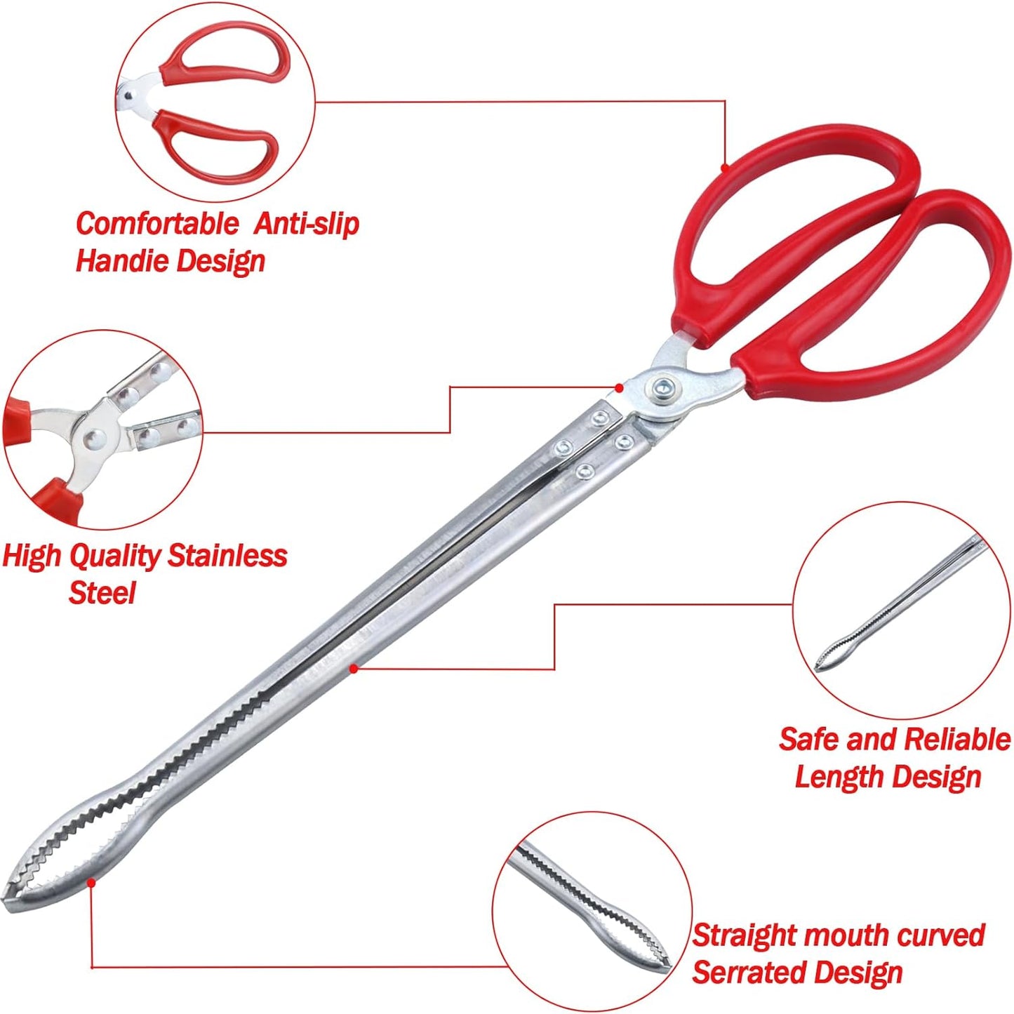 15 Inch Reptile Feeding Tongs, Extra Long Large Snake Feeding Tweezers, Curved or Straight Design Heavy Duty Stainless Steel Feeding Tongs for Ball Python Accessories Aquascape Maintenance