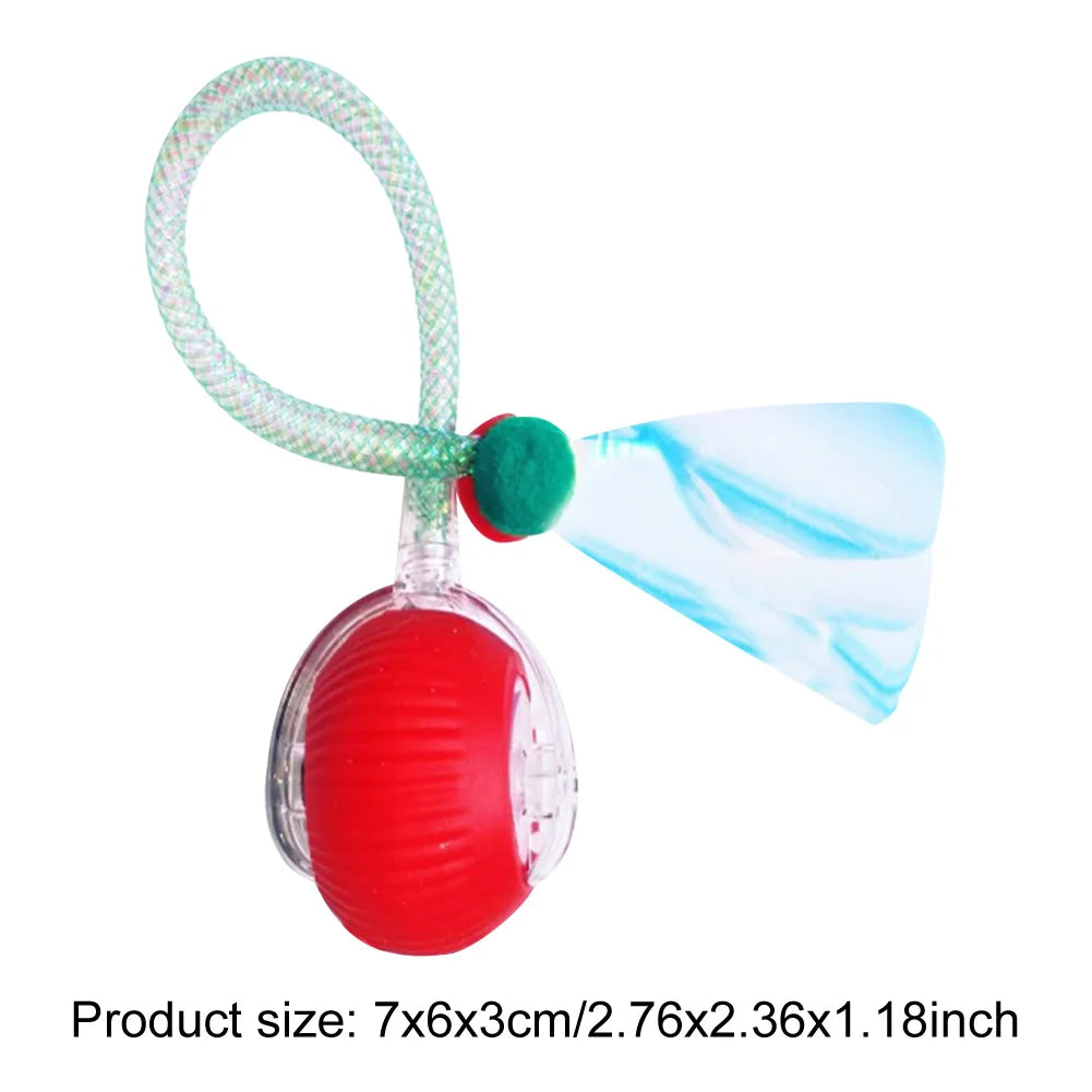Interactive Cat Toy Ball Rechargeable Electric Cat Toy with Elastic Mesh Tail Cat Toy Ball for Bored Indoor Adult Cat