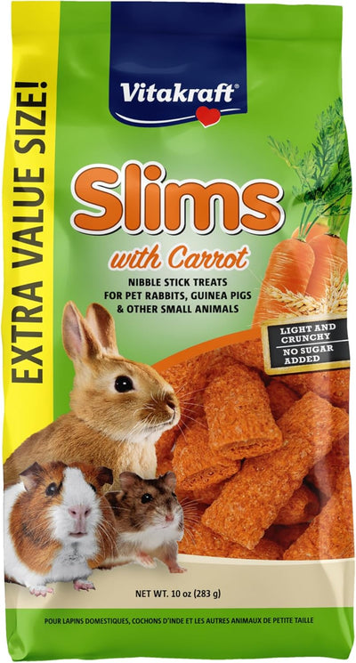 Slims Carrot Small Animal Treats – Light, Healthy Food Bites - Crispy Carrot Treats for Rabbits, Guinea Pigs, Hamsters & Chinchillas (10Oz).