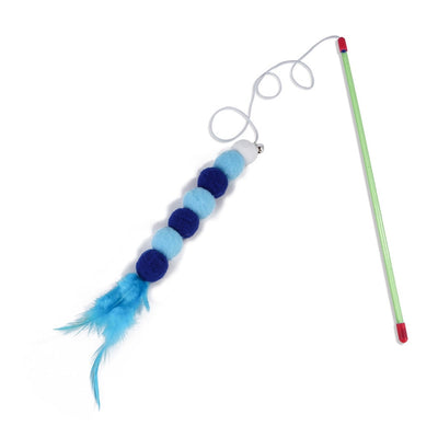 Pet Supplies Kitten Cat Toy Interactive Toy Soft Feather and Bell Beading Cat Toy Blue