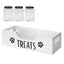 Wooden Pet Snack Storage Box with 3 Plastic Treat Jar Dog Food Storage Holder Multifunction Snack Organizer for Cat Food Storage