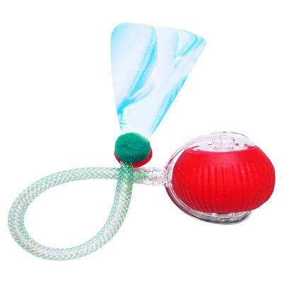 Interactive Cat Toy Ball Rechargeable Electric Cat Toy with Elastic Mesh Tail Cat Toy Ball for Bored Indoor Adult Cat