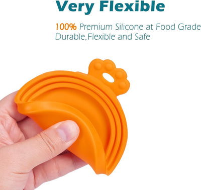 2 Pack Silicone Pet Can Cover Lids, Universal Size for Dog Cat Food, 1 Fit 3 Standard Size Can Tops, BPA Free Dishwasher Safe (Orange, Green)