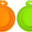2 Pack Silicone Pet Can Cover Lids, Universal Size for Dog Cat Food, 1 Fit 3 Standard Size Can Tops, BPA Free Dishwasher Safe (Orange, Green)