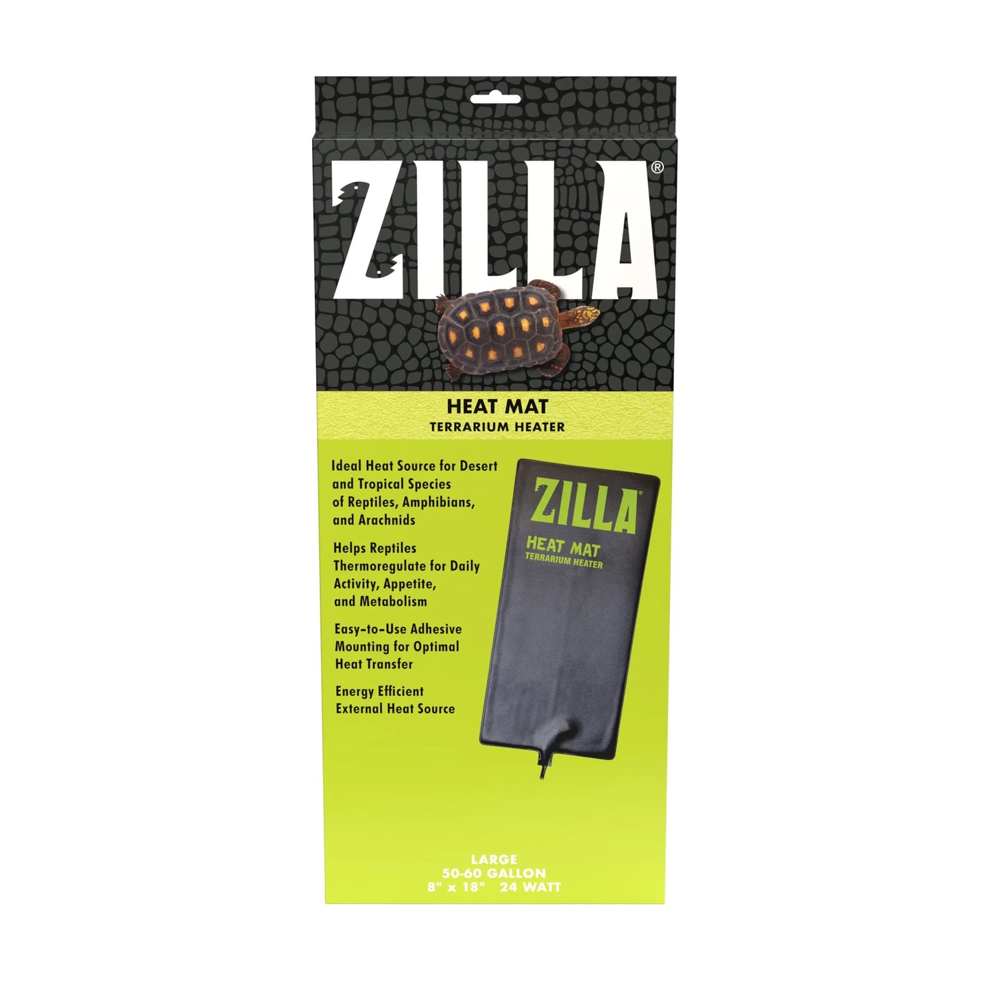 Terrarium Heat Mat for Reptiles, Black, Large, 50-60 Gallon, 24 Watt